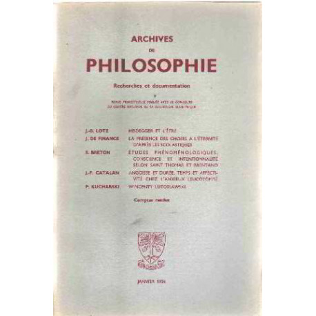Archives de philosophie janvier 1956 /tome XIX - cahier 2