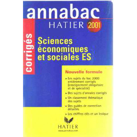 Annabac corrigés 2001 : Sciences économiques et sociales ES