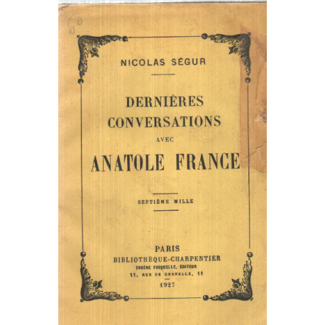 Dernieres conversations avec anatole france