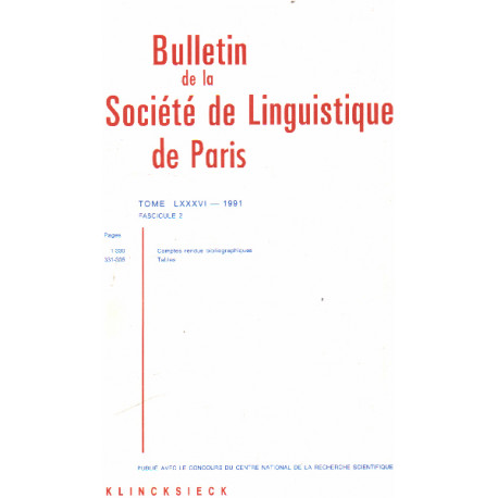 Bulletin de la societe de linguistique de paris / tome...
