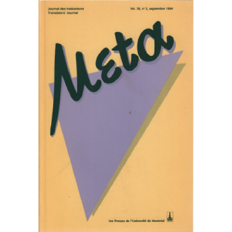 Meta / journal des traducteurs -translators journal volume 39 n° 3