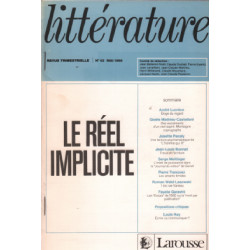 Revue trimestrielle litterature n° 62 / le réel implicite
