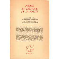 Poesie et critique de la poesie : actes