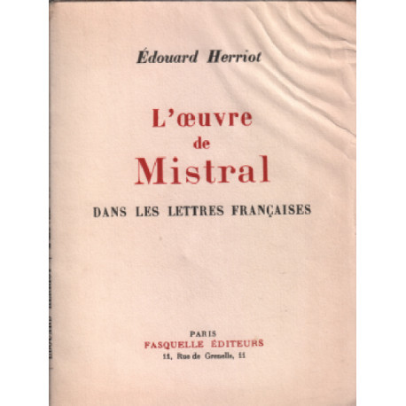 L'oeuvre de mistral dans les lettres françaises