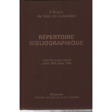 Repertoire bibliographique / ventes publiques juillet 1987-juillet...