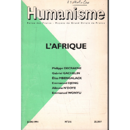 L'Afrique / humanisme n° 216