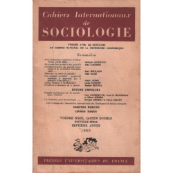 Cahiers internationaux de sociologie / volume XXIX