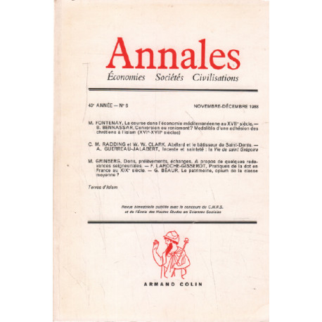 Annales economies societés civilisations / novembre decembre 1988