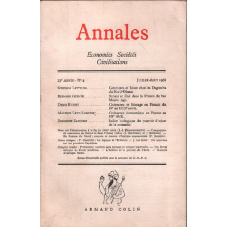 Annales / economie-societés- civilisation / juillet-aout 1968