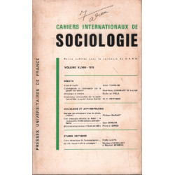 Cahiers internationaux de sociologie volume n ° XLVIII
