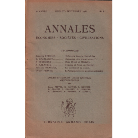 Annales / economies-societés-civilisation / juillet-septembre 1953