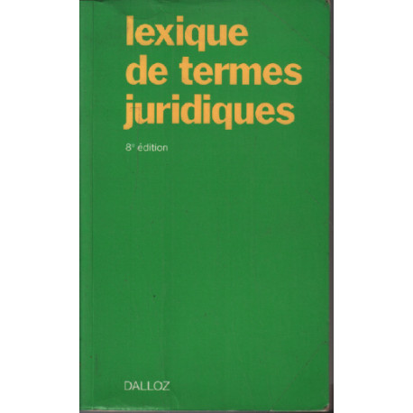 Lexique de termes juridiques 8e édition