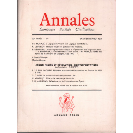 Annales / economies -societés-civilisations / janvier frevrier 1974