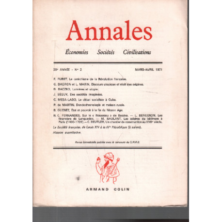 Annales / economies societes civilisations / mars-avril 1971