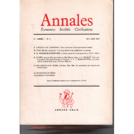 Annales / economies societes civilisations / mai-juin 1976