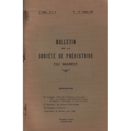 Bulletin de la societé prehistorique du maroc/ 1937 / antoine : la...