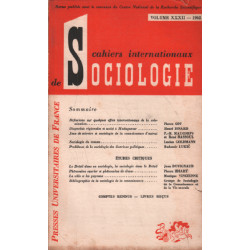 Cahiers internationaux de sociologie /volume XXXII / Cot pierre :...