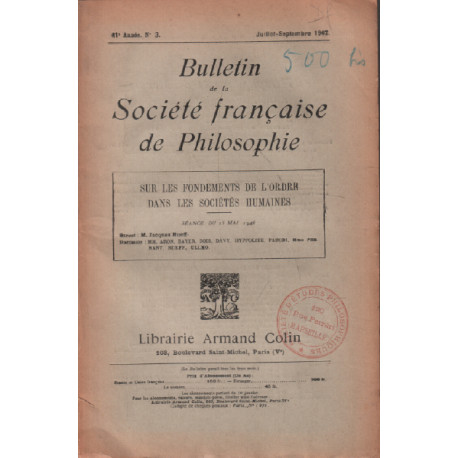 Bulletin de la société française de philosophie / sur les...