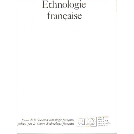 Ethnologie française nouvelle serie tome 8 numero 2-3