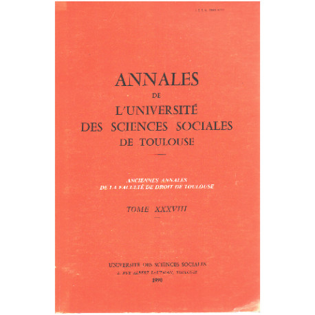 Annales de l'université des sciences sociales de toulouse / tome...