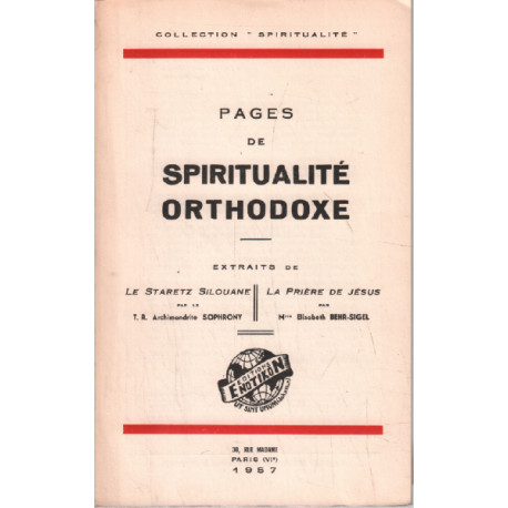Pages de spiritualité orthodoxe