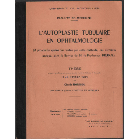 L'autoplastie tubulaire en ophtalmologie / thèse