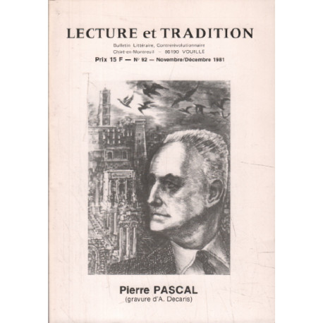 Lecture et tradition n° 92 / pierre pascal