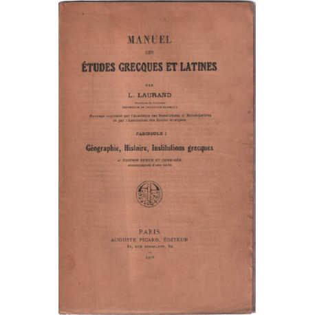 Manuel des études grecques et latines fascicule 1