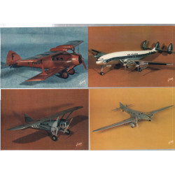 Maquettes du musée de l'air france / lot de 4 cartes postales...