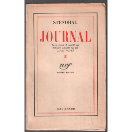 Stendhal : journal 3