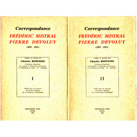 Correspondance frederic mistral pierre devoluy -1895-1913 )/2 tomes
