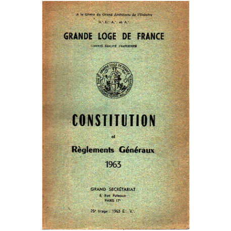 Constitution et reglements généraux 1963