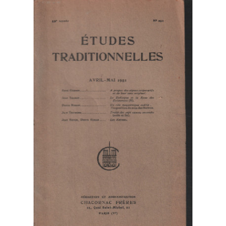 Etudes traditionnelles n° 291/ avril-mai 1951