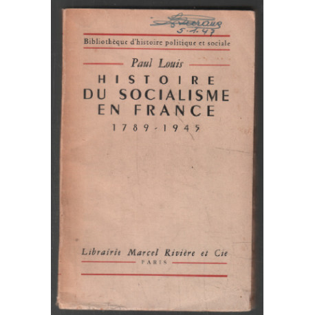 Histoire du socialisme en france 1789-1945