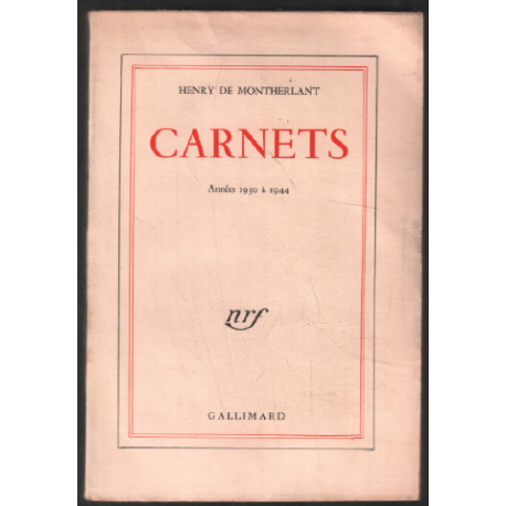 Carnets : années 1930 à 1944