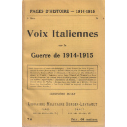 Pages d'histoire 1914-1918 / voix italiennes sur la guerre 1914-1918
