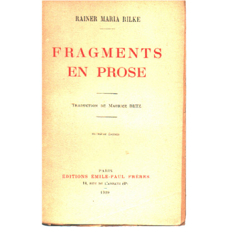 Fragments de prose/ traduction de Maurice Betz