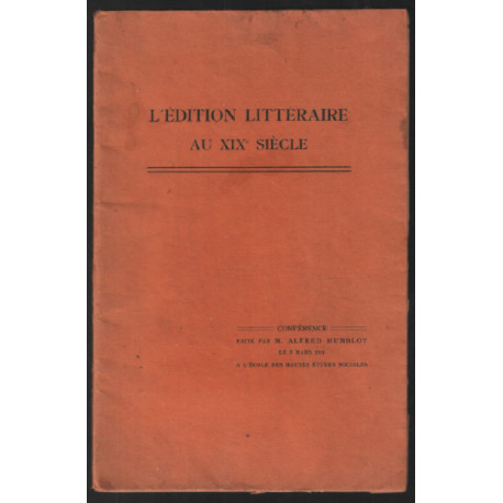 L'édition littéraire au XIXe siècle