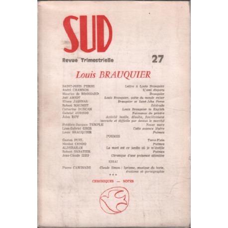 Revue trimestrielle sud n° 27 / louis Brauquier