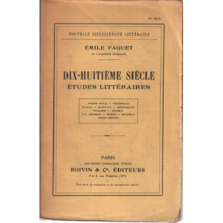 Dix-huitieme siecle / etudes littéraires