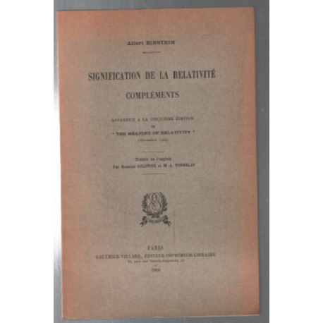 Signification de la relativite (compléments)