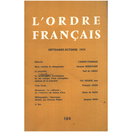 L'ordre français / septembre-octobre 1974