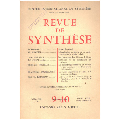Revue de synthese n° 9-10