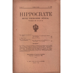 Hippocrate revue d'humanisme médical n° 5 / 1938 /...