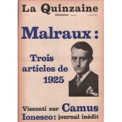 La quinzaine littéraire n° 34 / malraux : trois articles de 1925