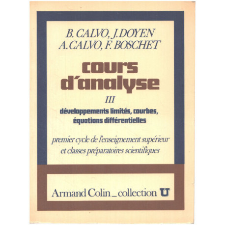 Cours d'analyse : premier cycle de l'enseignement superieur et...