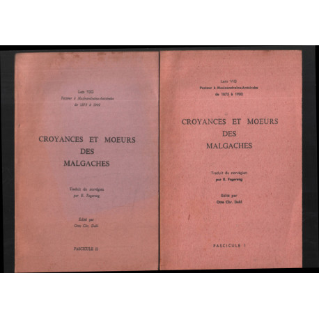 Croyances et moeurs des Malgaches (complet en 2 tomes)