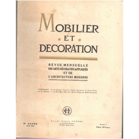 Mobilier et decoration / revue française des arts décoratifs...