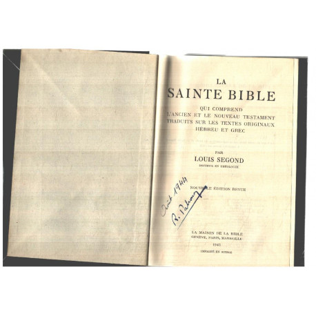 La sainte bible qui comprend l'ancien et le nouveau testament...