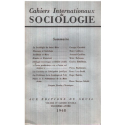 Cahiers internationaux de sociologie / volume IV / troisieme année